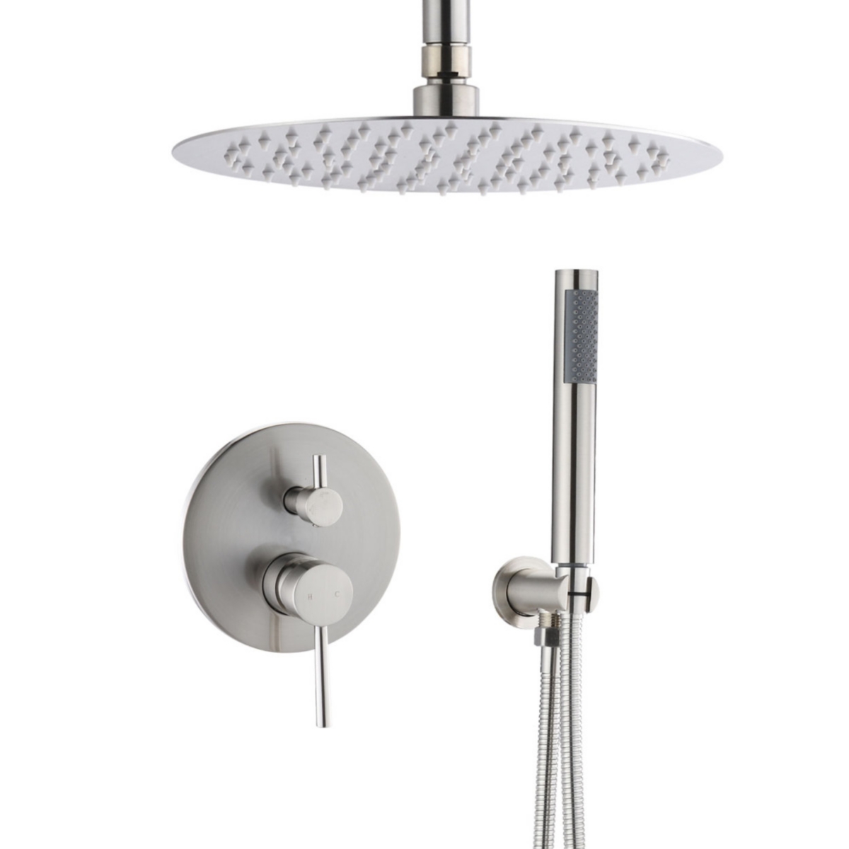 Brushed Nickel Dome Shower System with 10" and Handheld Heads - Silver