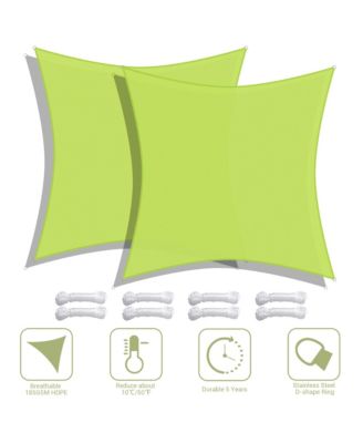 2 Pack 18x18 Ft 97% UV Block Square Sun Shade Sail Canopy Outdoor Backyard Pool