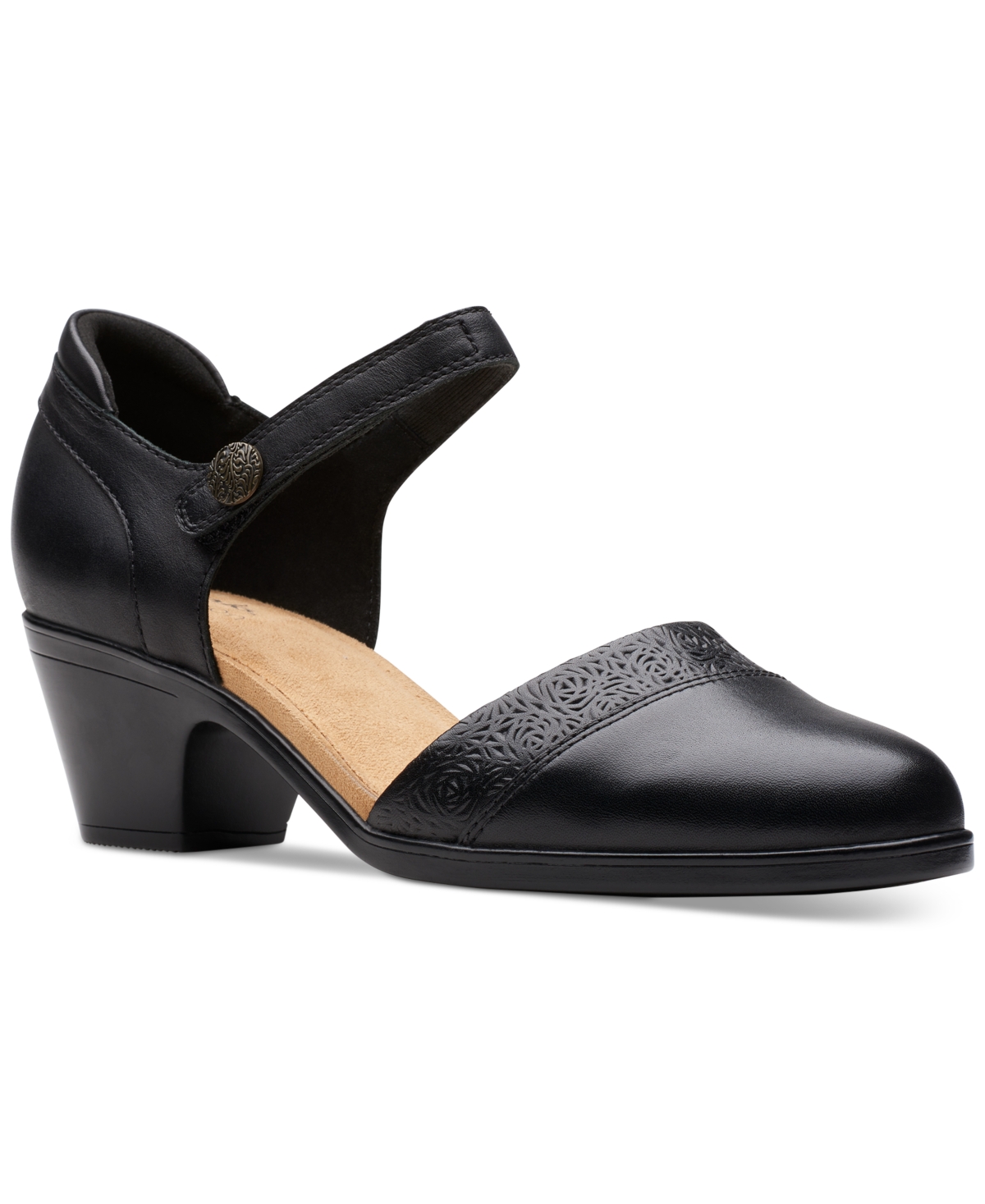 Clarks Women's Emily 2 Ketra Ankle-strap Pumps In Black Leather