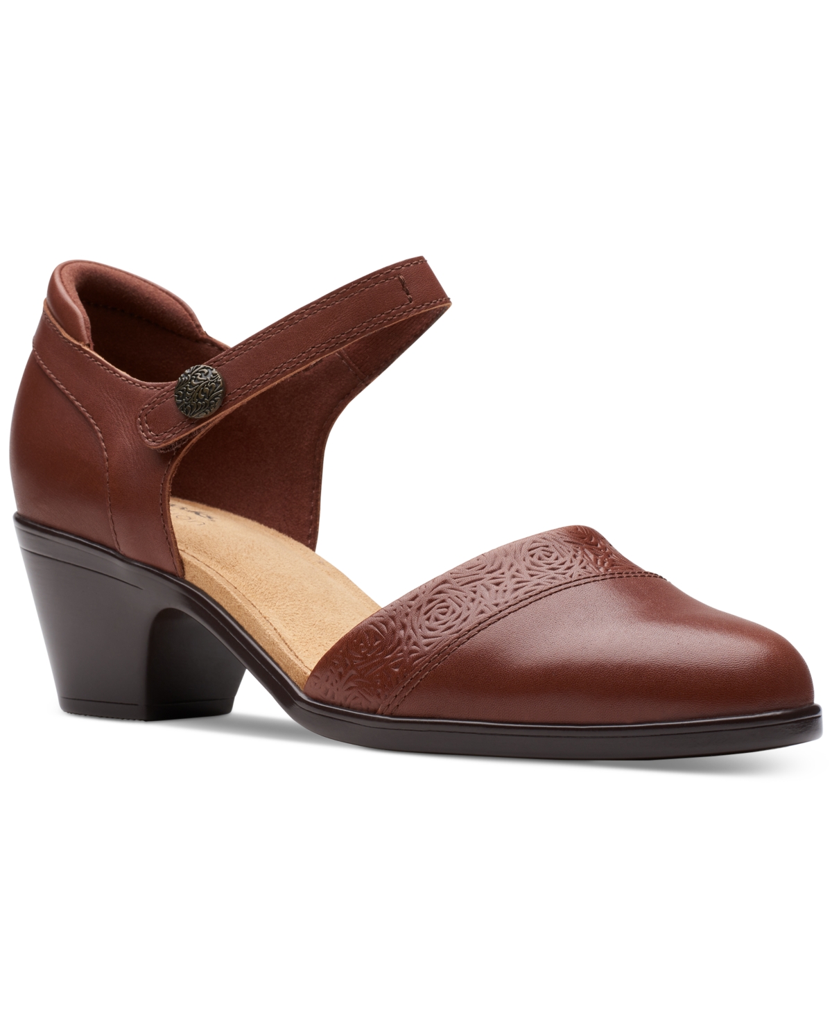 Clarks Women's Emily 2 Ketra Ankle-strap Pumps In Tan Leather