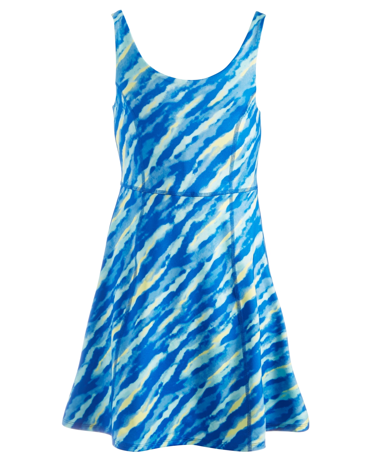 Id Ideology Kids' Big Girls Tie-dyed Flounce Active Dress, Created For Macy's In Deep Cobalt