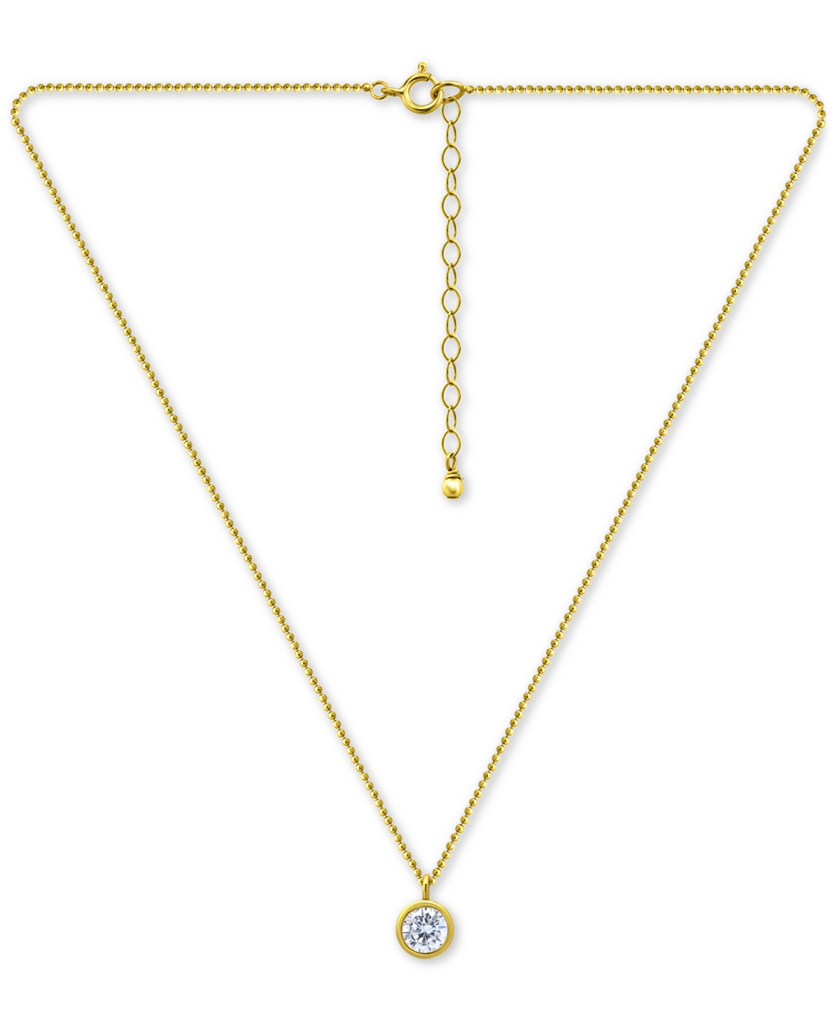 Giani Bernini Cubic Zirconia Bezel Solitaire Pendant Necklace in 18kPlated Sterling Silver, 16