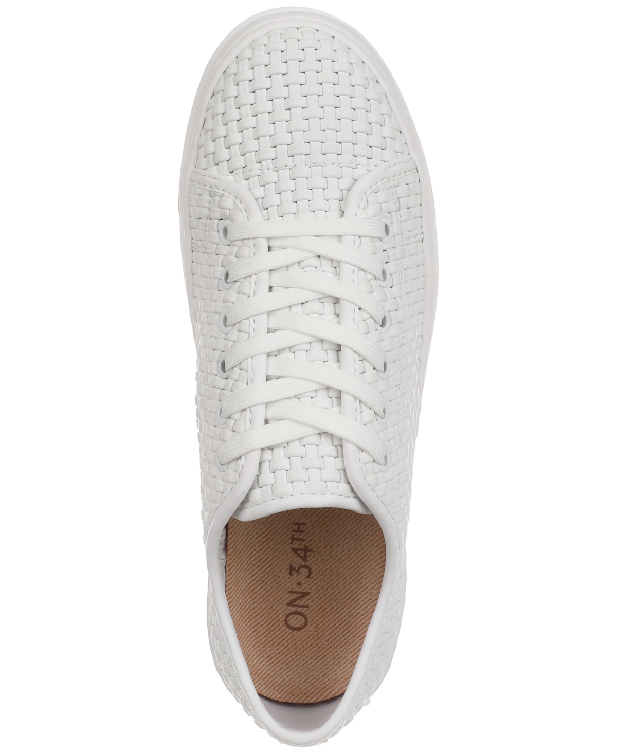 Shop On 34th Women's Lusille Woven Lace-up Sneakers, Created For Macy's In White