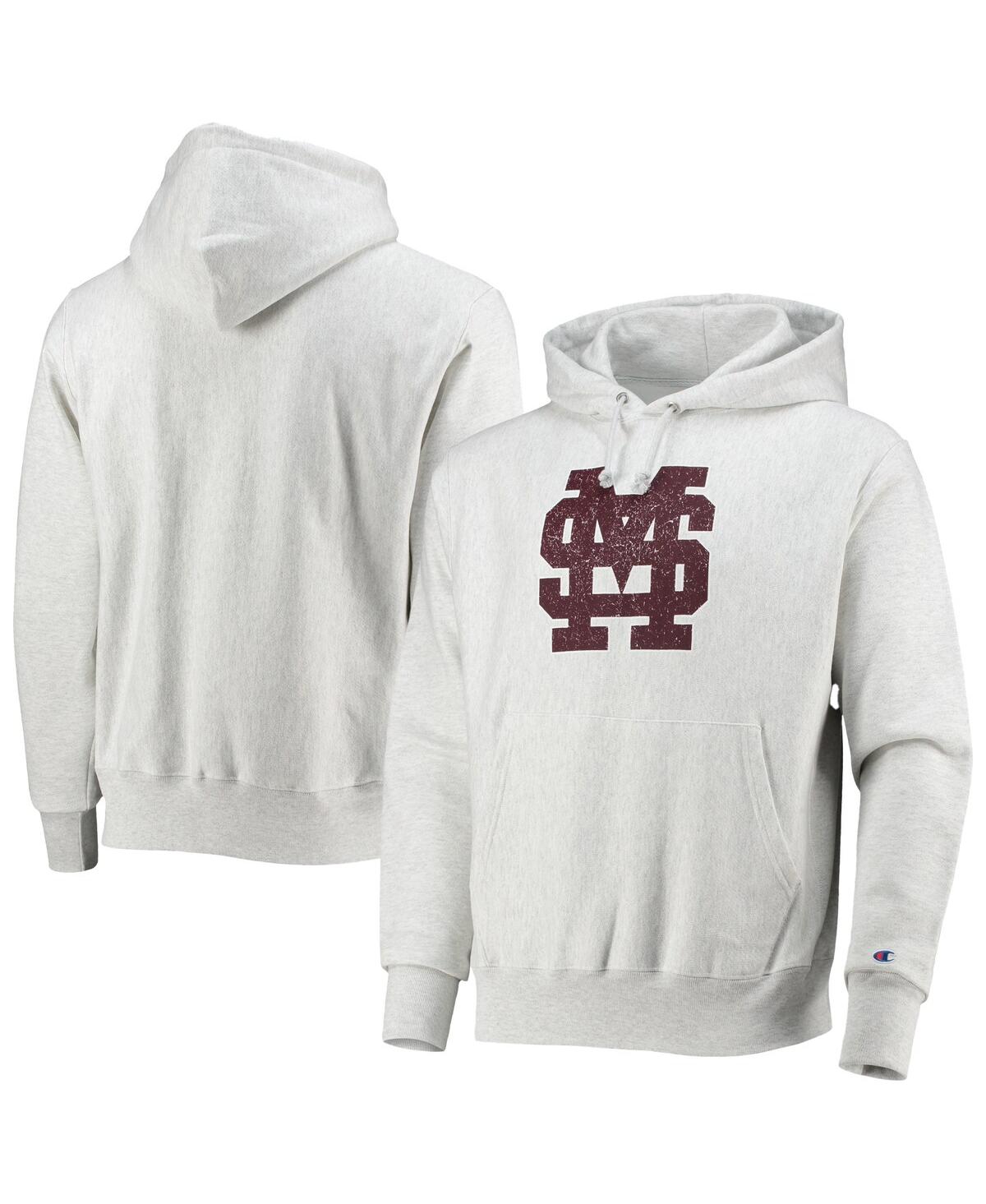 Shop Champion Men's  Heathered Gray Mississippi State Bulldogs Team Vault Logo Reverse Weave Pullover Hood In Heather Gray