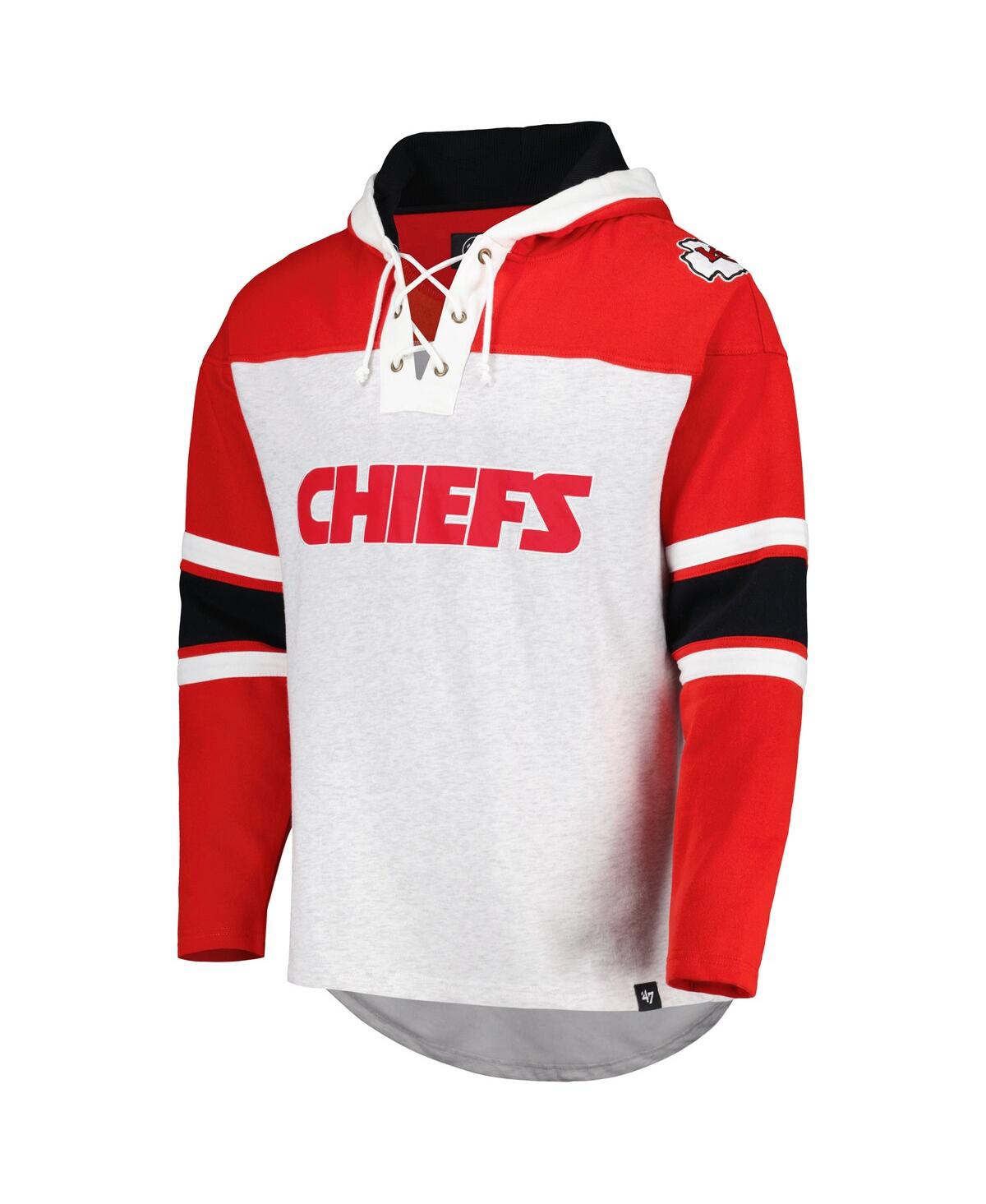 Men's '47 Brand Kansas City ChiefsGridiron Lace-Up Pullover Hoodie - Heather Gray