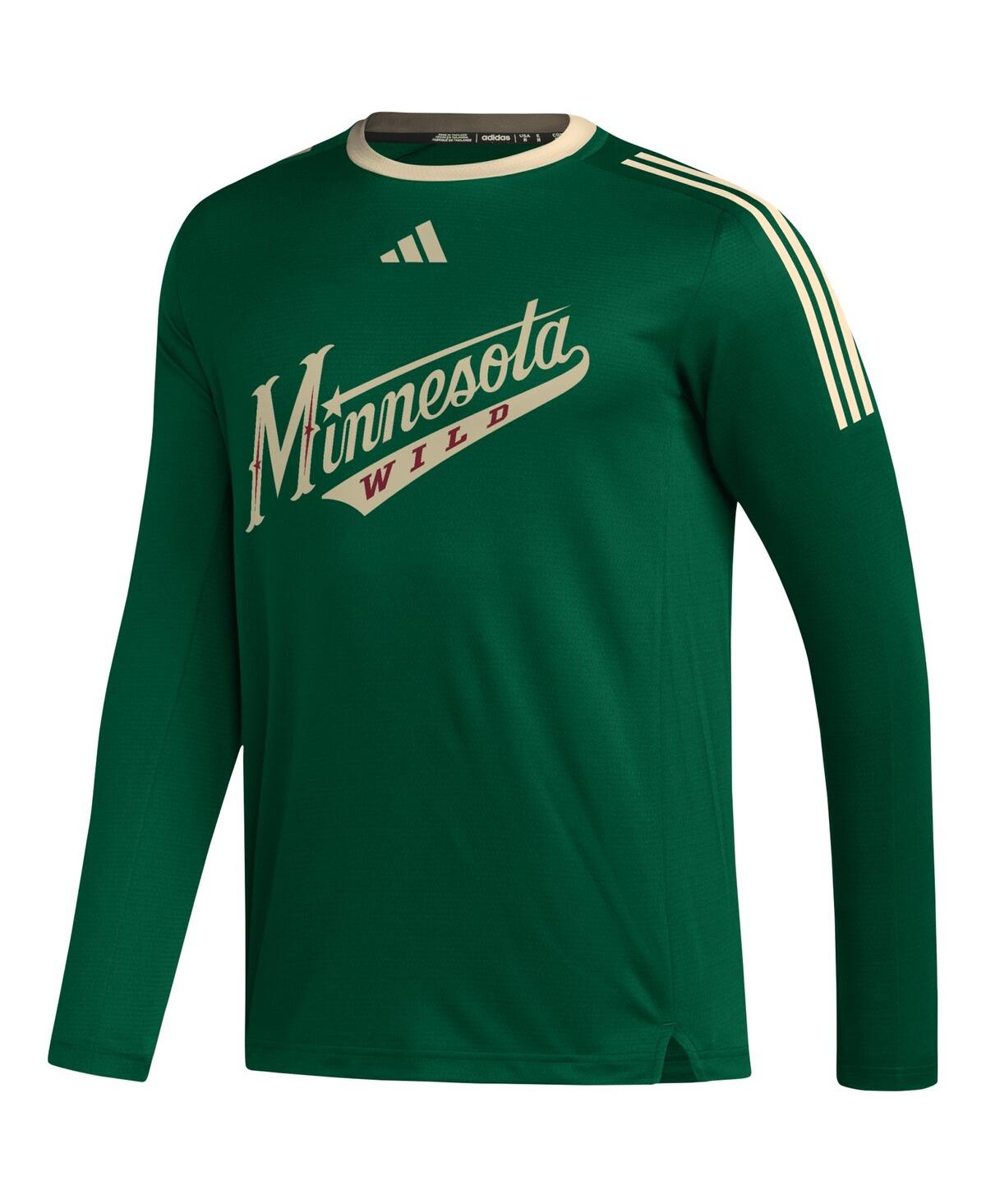 Shop Adidas Originals Men's Adidas Green Minnesota Wild Aeroready Long Sleeve T-shirt