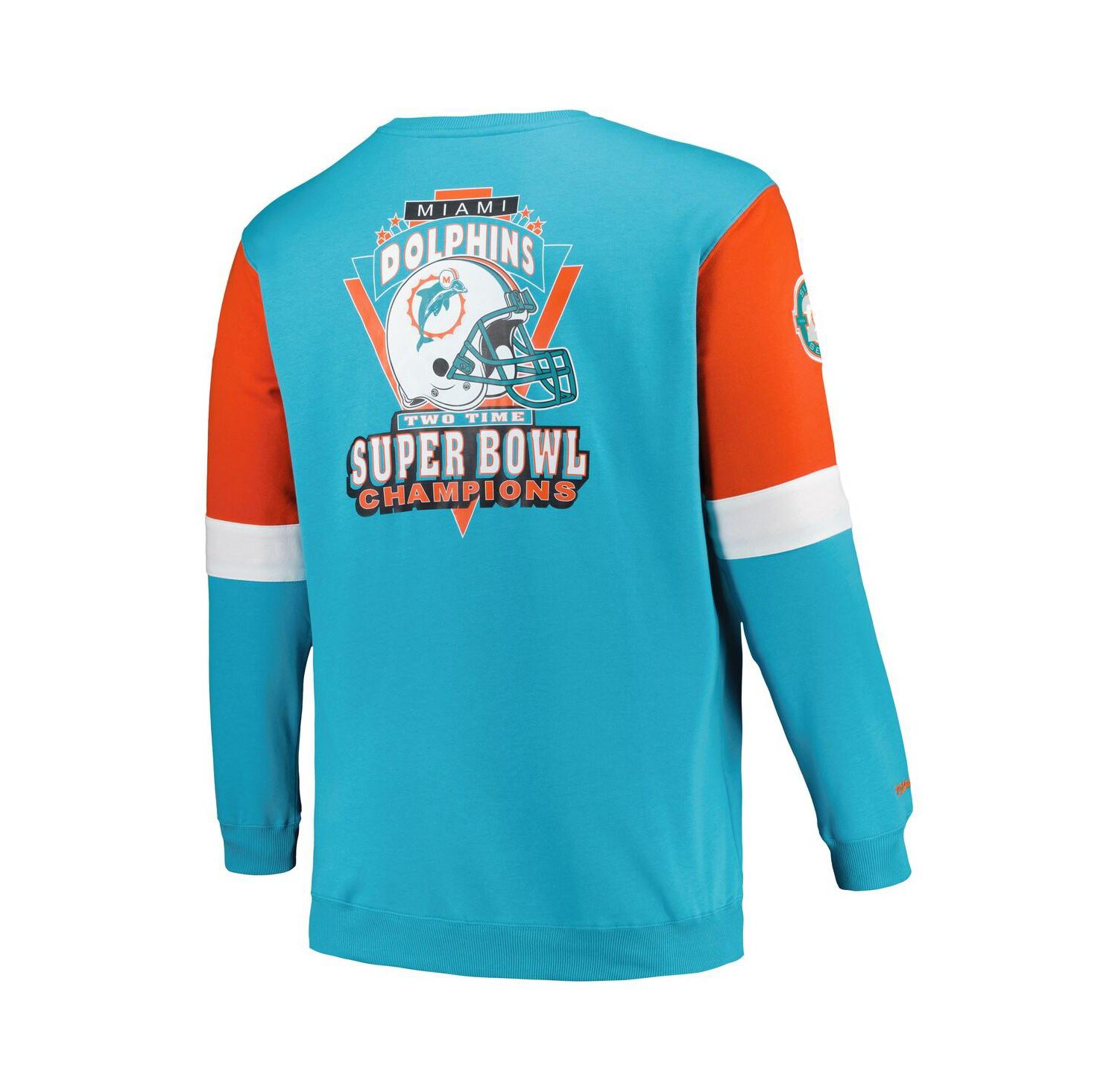 Men's Aqua Miami Dolphins Big and Tall Fleece Pullover Sweatshirt
