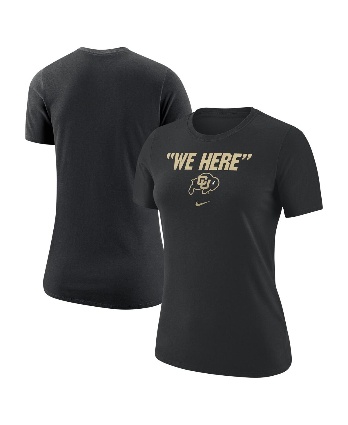 Shop Nike Women's  Black Colorado Buffaloes We Here Core T-shirt