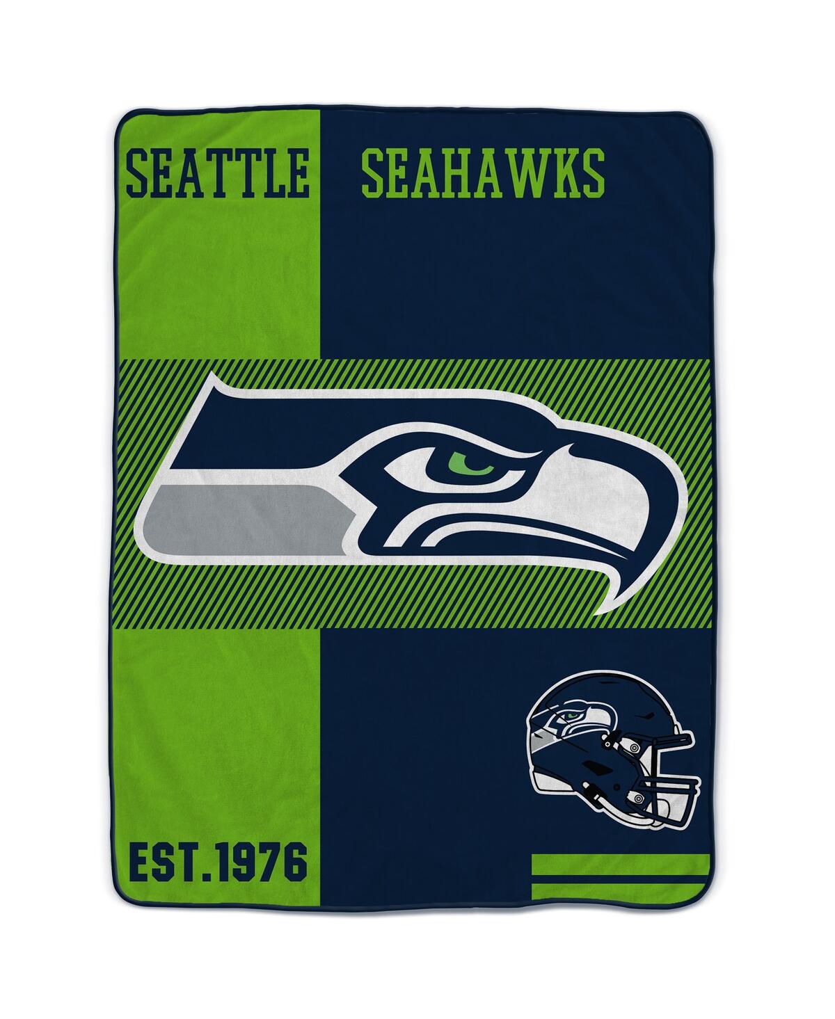 Pegasus Home Fashions Seattle Seahawks 60" X 80" Sherpa Throw Blanket In Navy,green