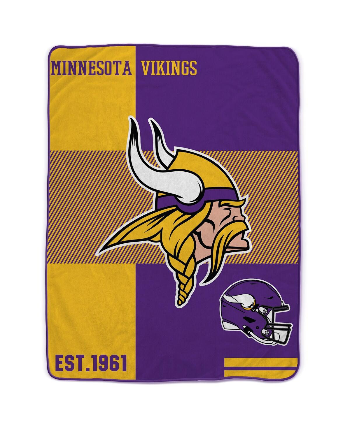 Pegasus Home Fashions Minnesota Vikings 60" X 80" Sherpa Throw Blanket In Purple,yellow