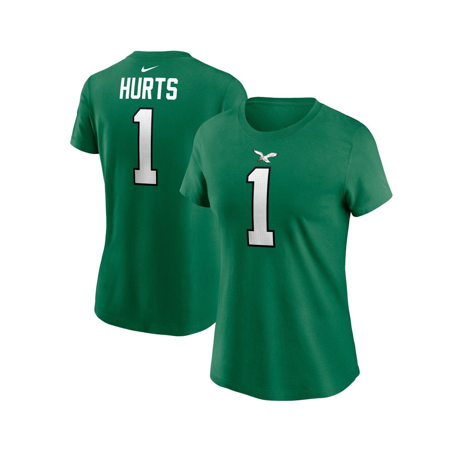 Women's Jalen Hurts Kelly Green Philadelphia Eagles Player Name and Number T-shirt