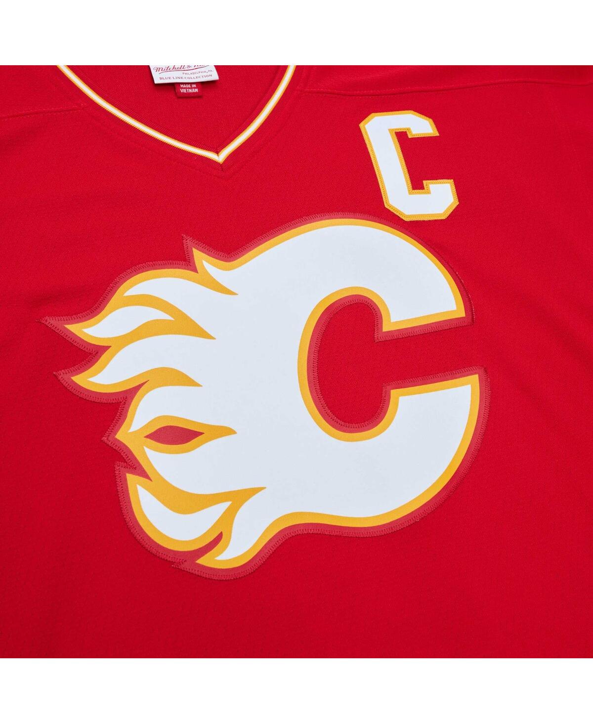 Men's Mitchell & Ness Lanny McDonaldCalgary Flames Captain Patch 1988/89 Blue Line Player Jersey - Red