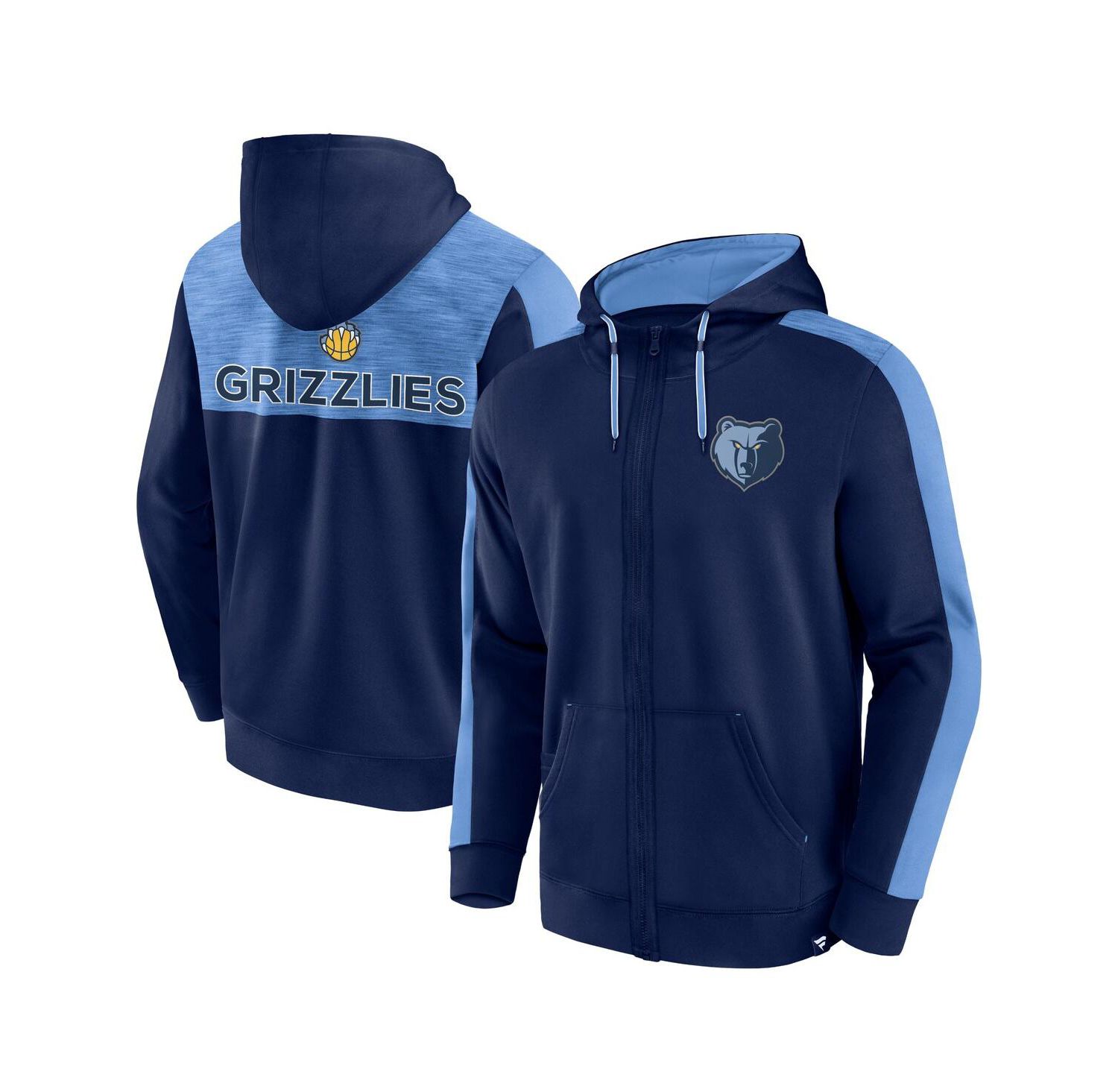 Men's Navy Memphis Grizzlies Rainbow Shot Full-Zip Hoodie