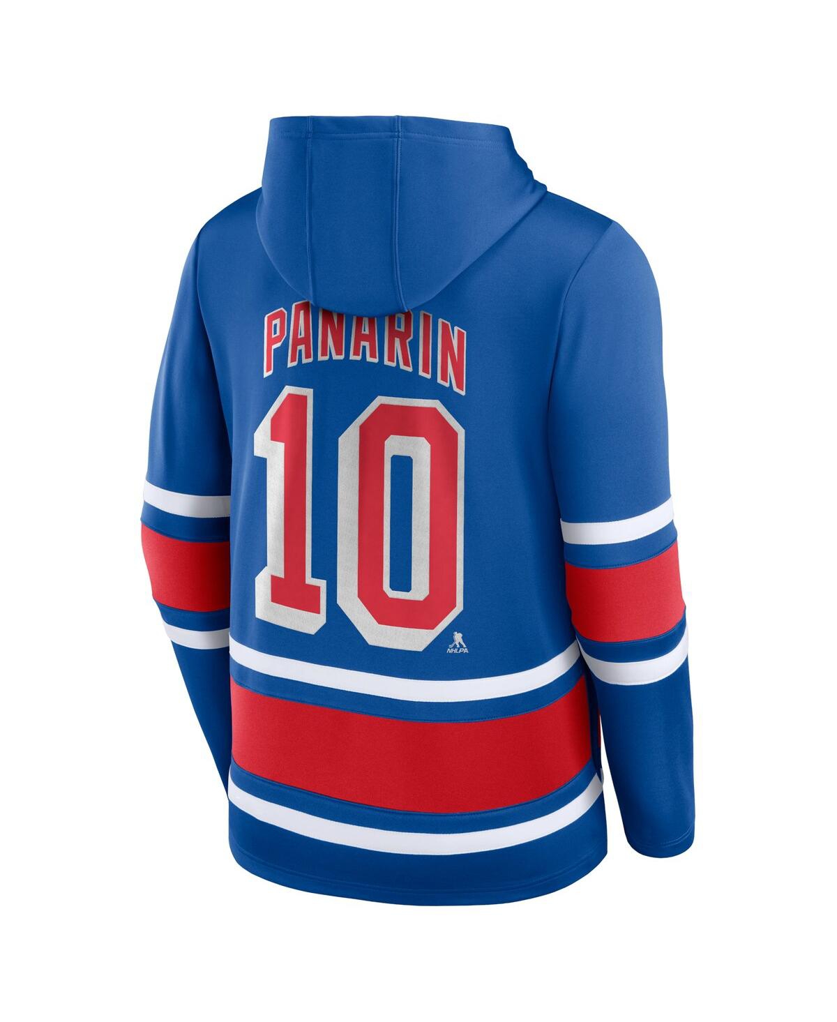 Men's Fanatics Artemi PanarNew York Rangers Name and Number Lace-Up Pullover Hoodie - Royal