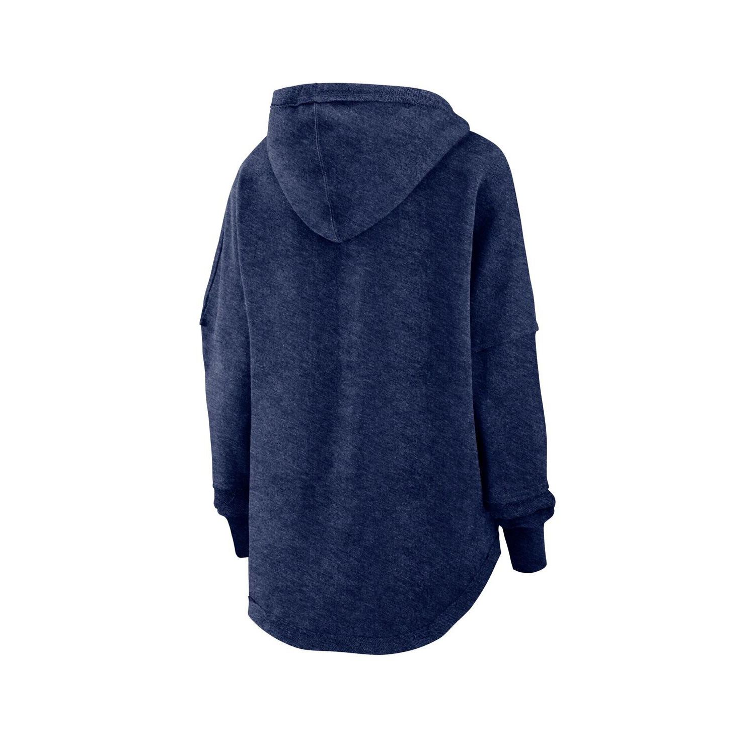 Women's Heather Navy Distressed Houston Astros Luxe Pullover Hoodie