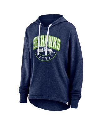 Women's College Navy Distressed Seattle Seahawks Lounge Helmet Arch Pullover Hoodie