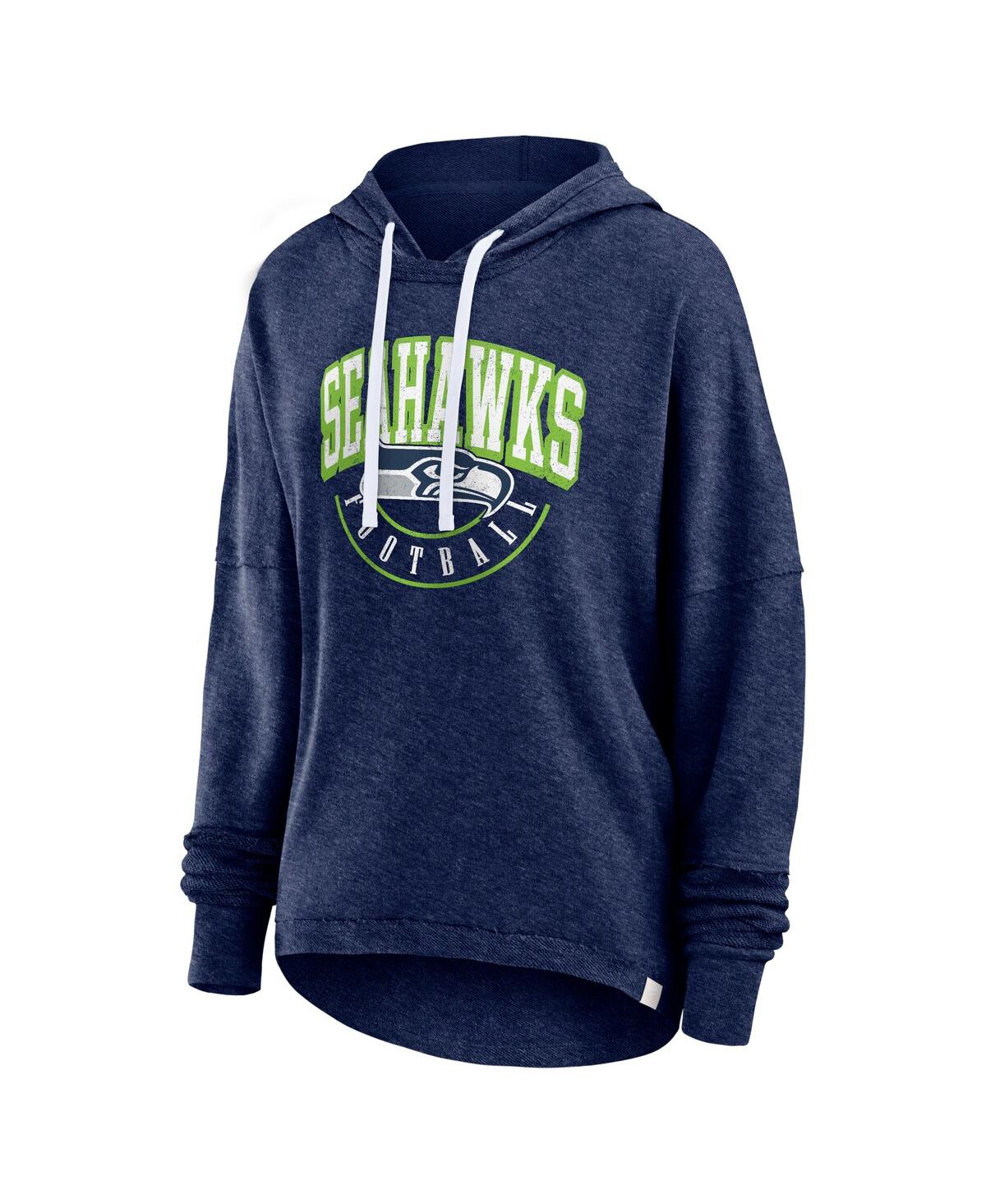 Shop Fanatics Women's  College Navy Distressed Seattle Seahawks Lounge Helmet Arch Pullover Hoodie