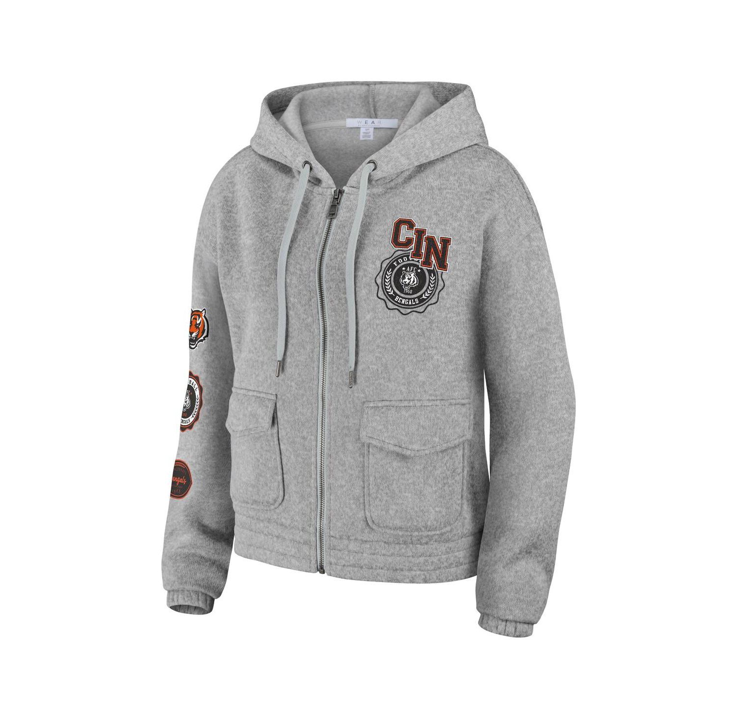 Women's Heather Gray Cincinnati Bengals Full-Zip Hoodie