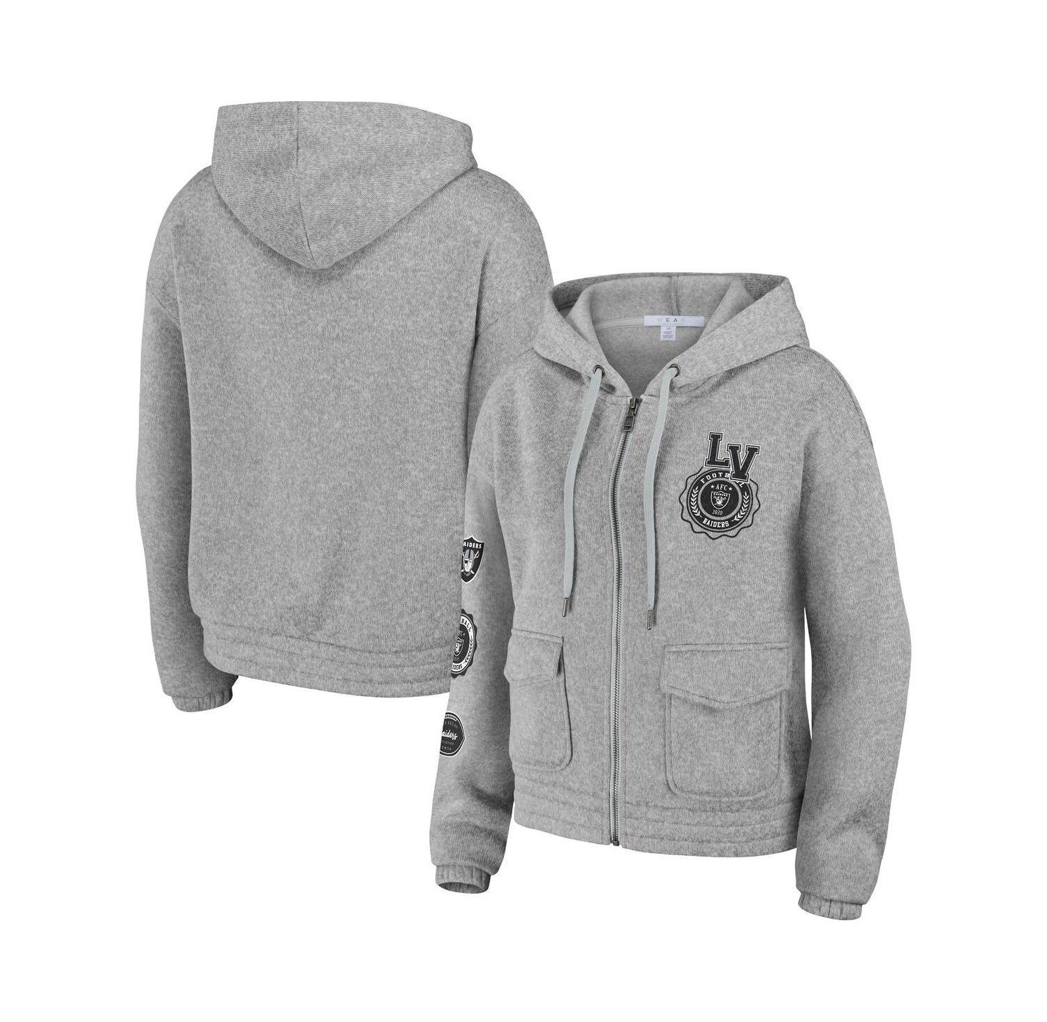 Women's Heather Gray Las Vegas Raiders Full-Zip Hoodie