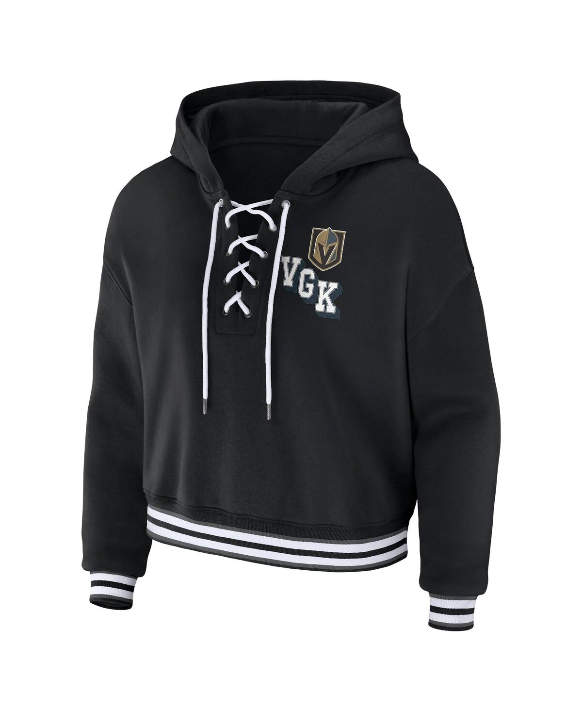 Shop Wear By Erin Andrews Women's  Black Vegas Golden Knights Lace-up Pullover Hoodie
