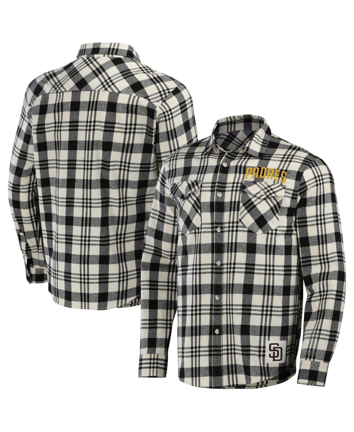 Fanatics Men's Darius Rucker Collection By  Black San Diego Padres Plaid Flannel Button-up Shirt