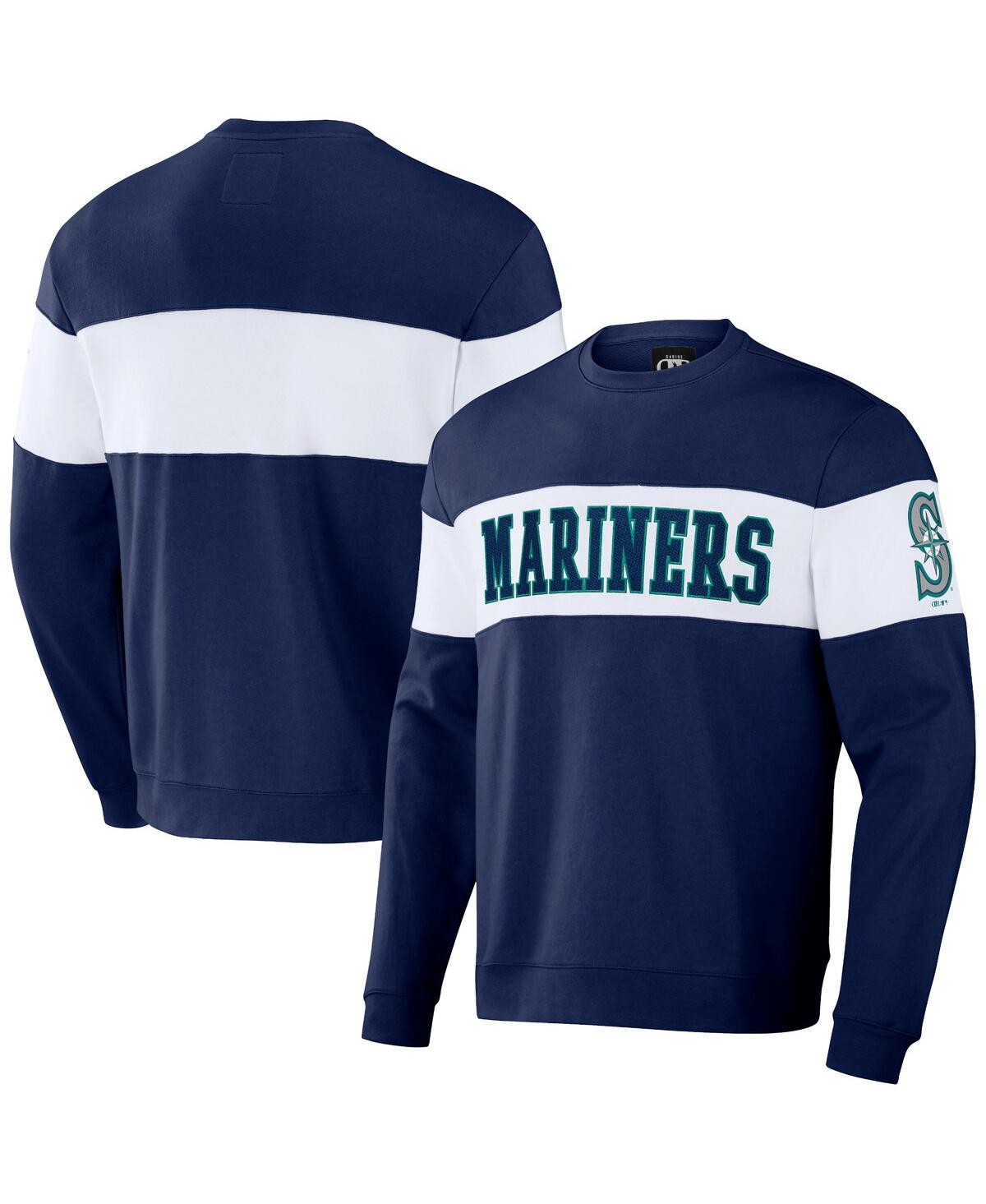 Fanatics Men's Darius Rucker Collection By  Navy Seattle Mariners Stripe Pullover Sweatshirt