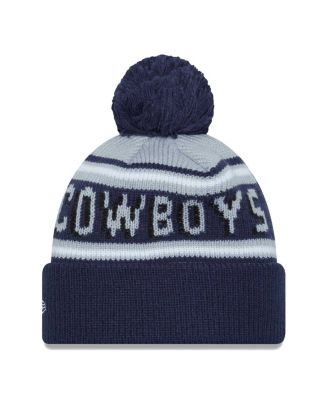Youth Boys Gray, Navy Distressed Dallas Cowboys Gridiron Classics Main Cuffed Knit Hat with Pom