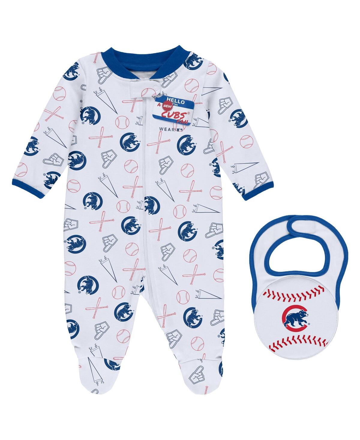 Wear By Erin Andrews Newborn And Infant Boys And Girls  White Chicago Cubs Sleep And Play Full-zip Fo
