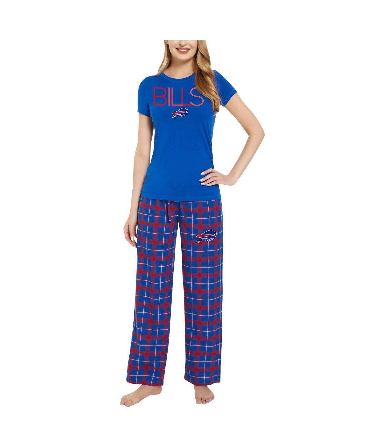 Shop Concepts Sport Women's  Royal, Red Buffalo Bills Arcticâ T-shirt And Flannel Pants Sleep Set In Royal,red