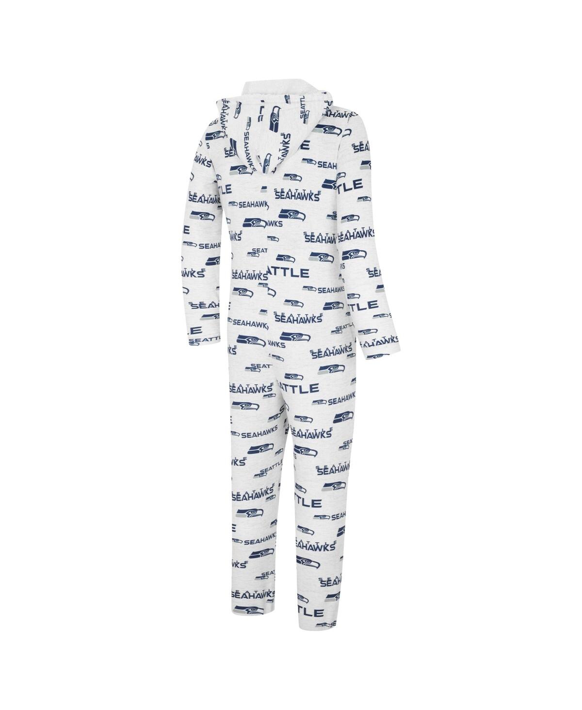Shop Concepts Sport Men's  White Seattle Seahawks Allover Print Docket Union Full-zip Hooded Pajama Suit