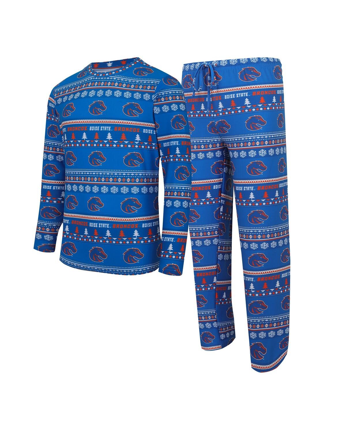 Shop Concepts Sport Men's  Royal Boise State Broncos Swivel Long Sleeve T-shirt And Pants Sleep Set