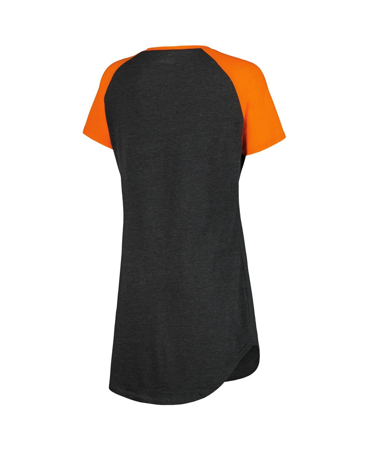 Shop Concepts Sport Women's  Black, Orange Distressed Cincinnati Bengals Raglan V-neck Nightshirt In Black,orange