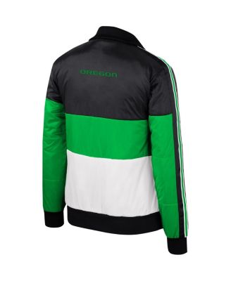 Women's Green Oregon Ducks Color-Block Puffer Full-Zip Jacket
