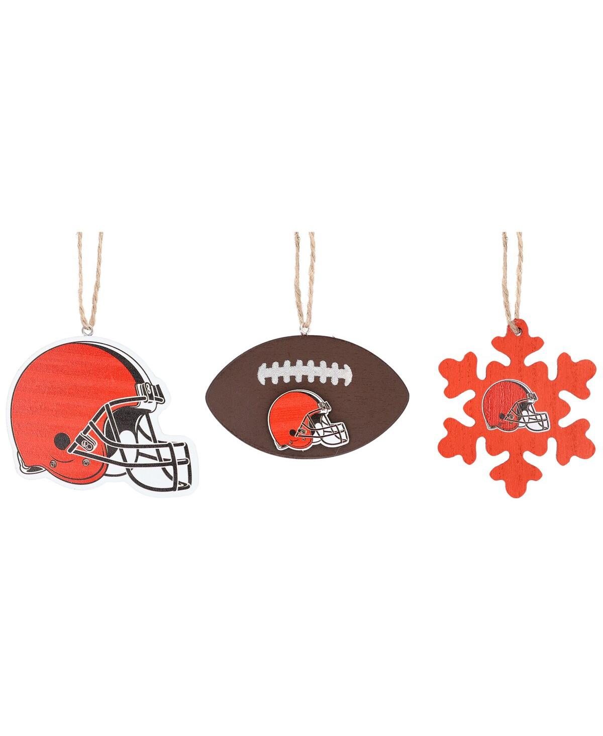 The Memory Company Cleveland Browns Three-Pack Helmet, Football and Snowflake Ornament Set - Multi
