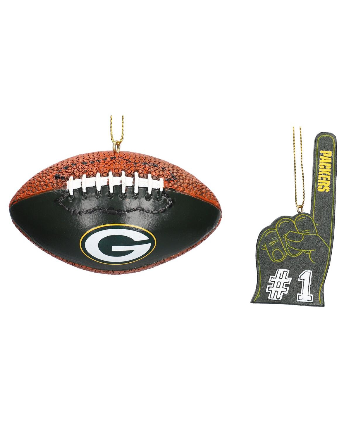 Memory Company The  Green Bay Packers Football And Foam Finger Ornament Two-pack In Multi