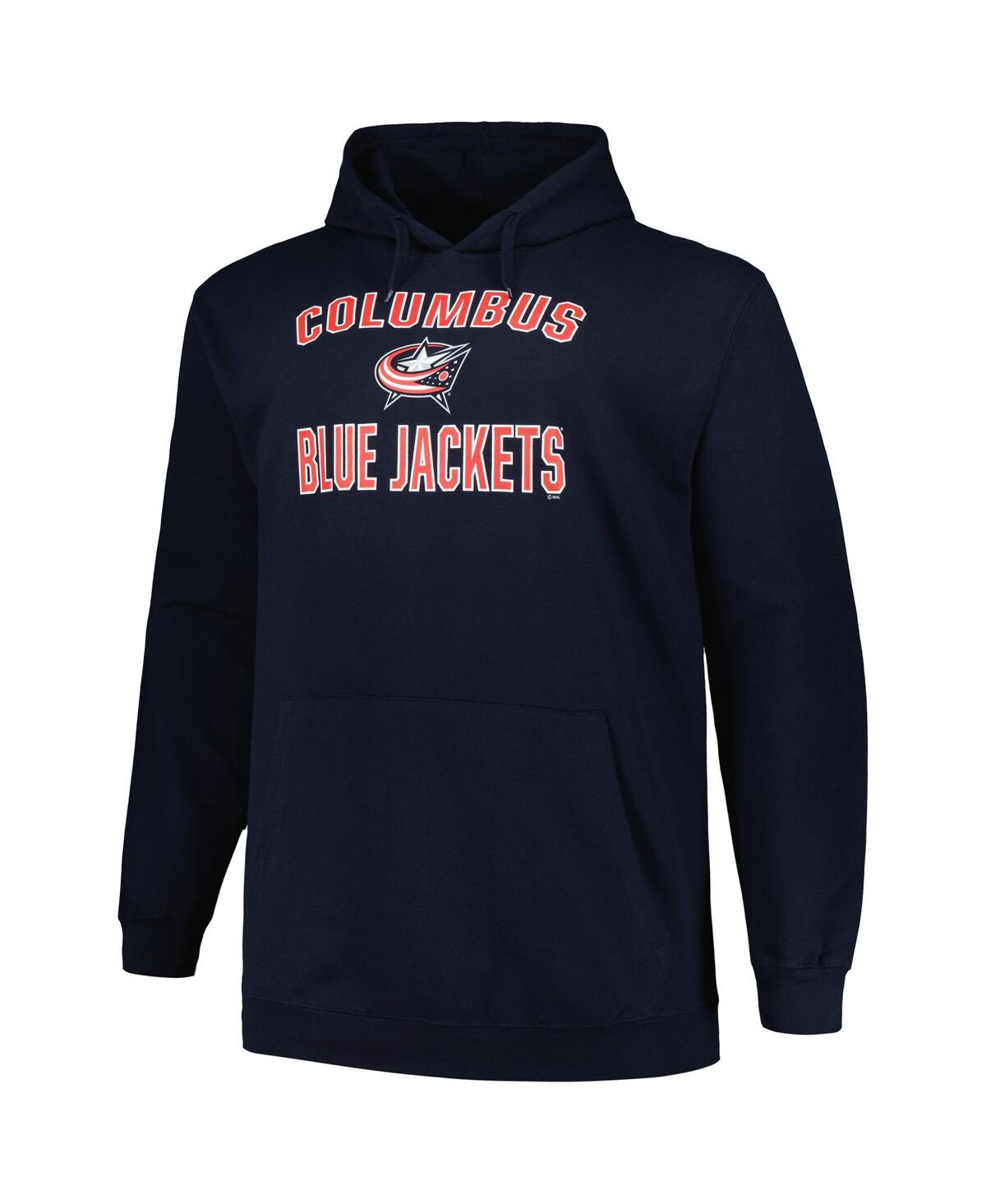 Shop Profile Men's  Navy Columbus Blue Jackets Big And Tall Arch Over Logo Pullover Hoodie