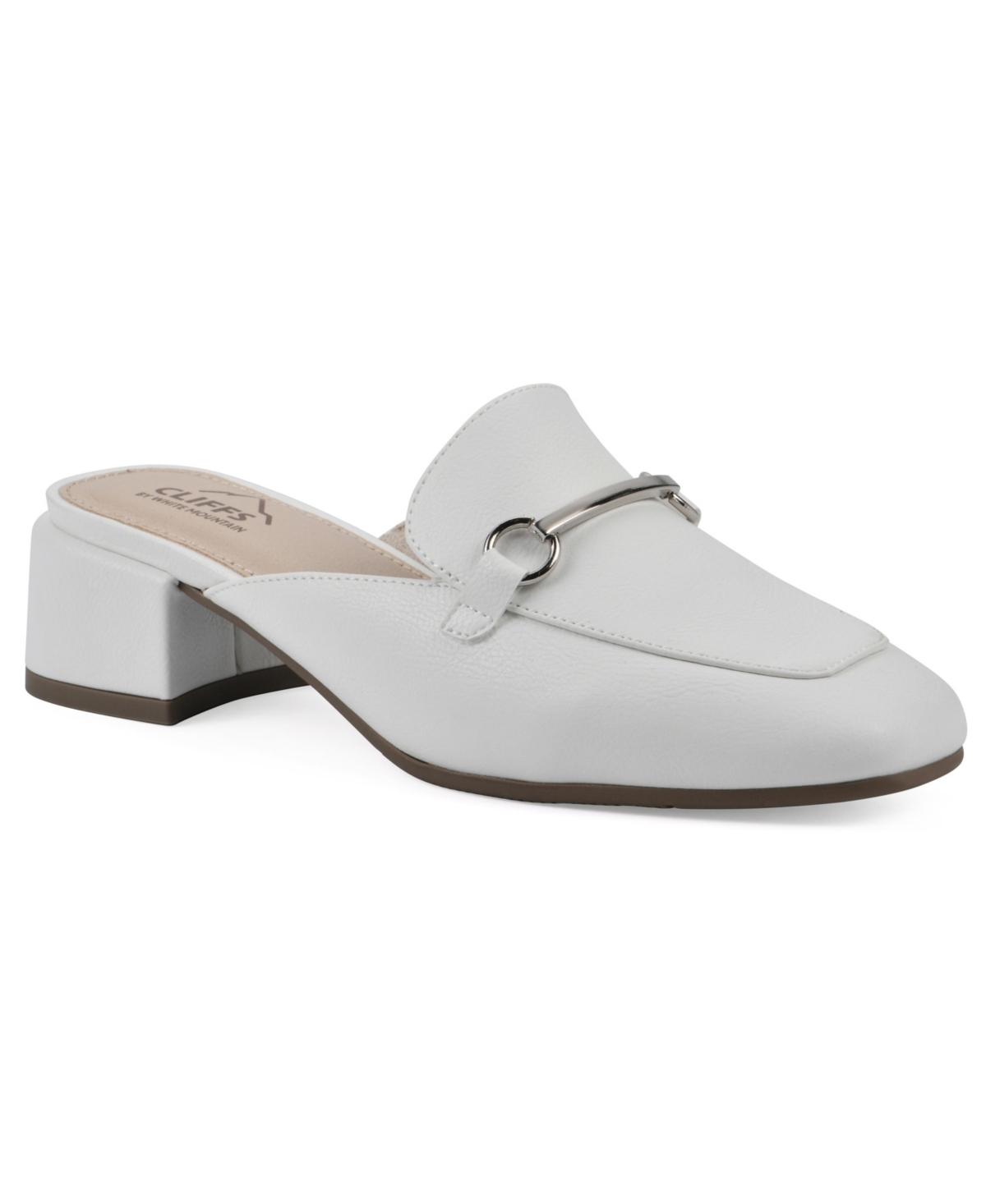 Shop Cliffs By White Mountain Quin Low Block Heeled Mule In White Grainy- Polyurethane