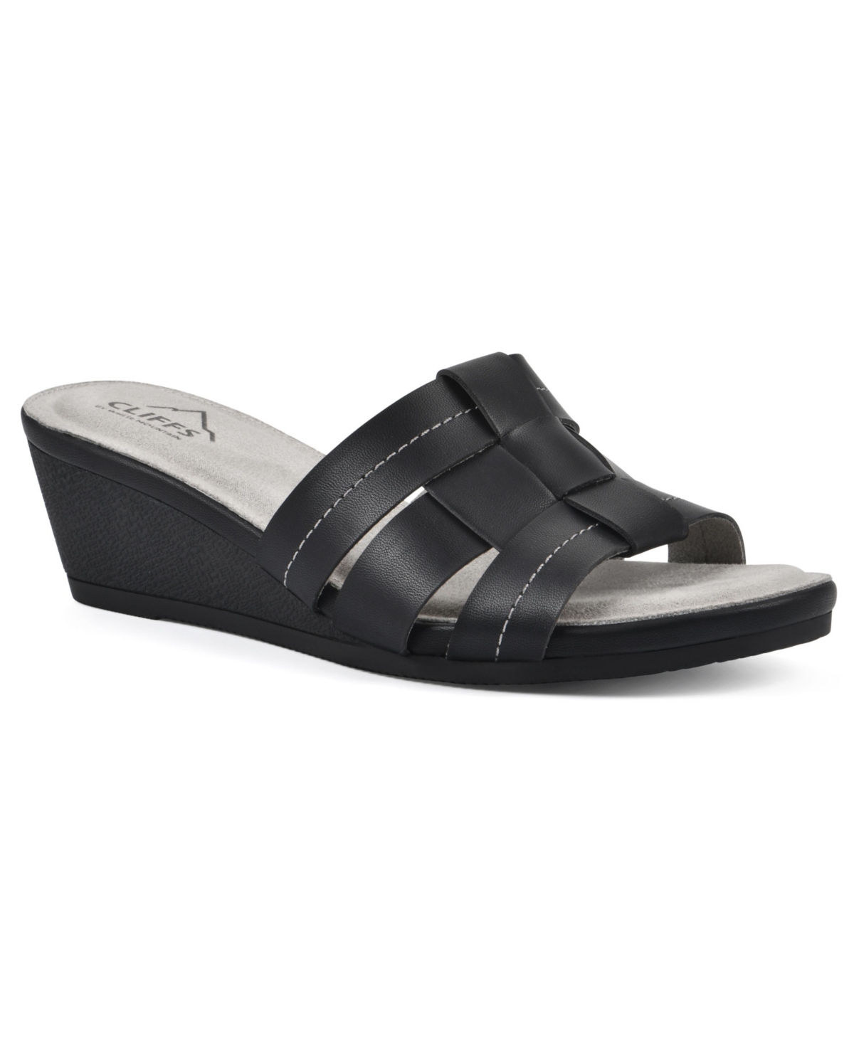 Shop Cliffs By White Mountain Women's Candyce Wedge Sandal In Black Burnished Smooth- Polyurethane