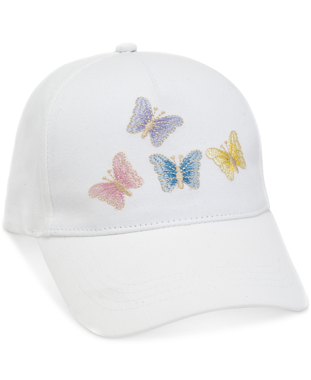 Women's Embroidered Butterflies Baseball Cap - White