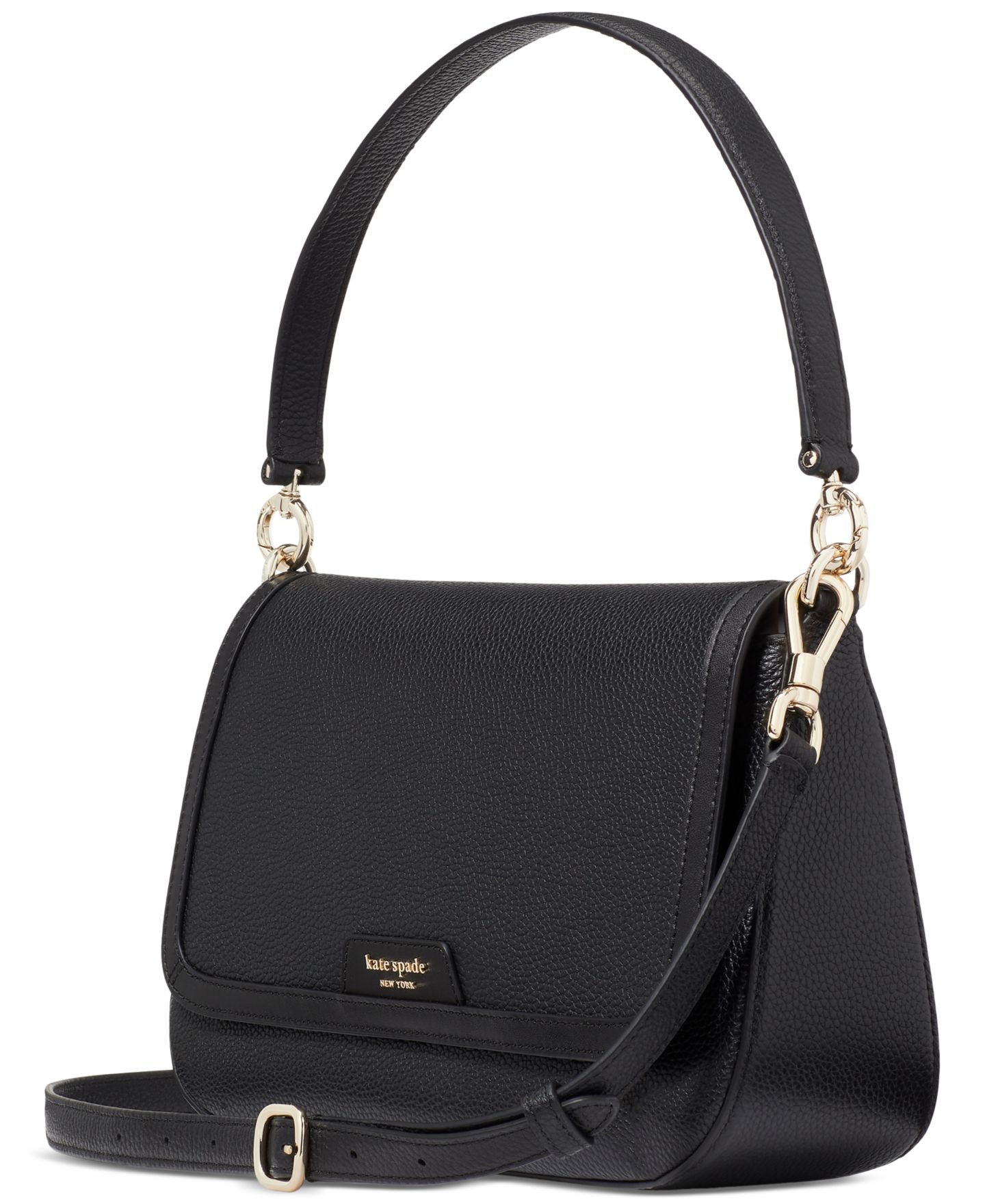 Женская сумка kate spade new york Hudson Small Pebbled Leather Flap Shoulder, цвет: Чёрный — фото 3