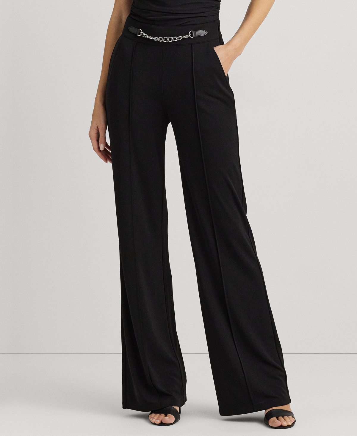 Lauren Ralph Lauren Women's Embellished Wide-leg Pants In Black