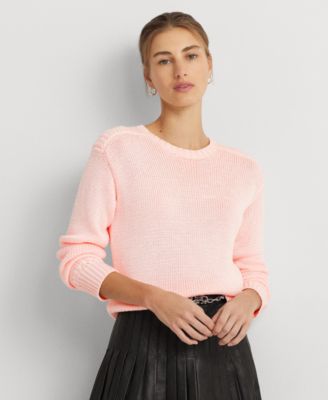 로렌 랄프로렌 Lauren Ralph Lauren Womens Crewneck Shimmer Sweater,Pink Opal