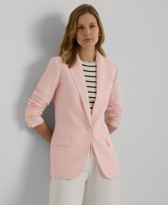 로렌 랄프로렌 Lauren Ralph Lauren Womens One-Button Twill Blazer,Pink Opal
