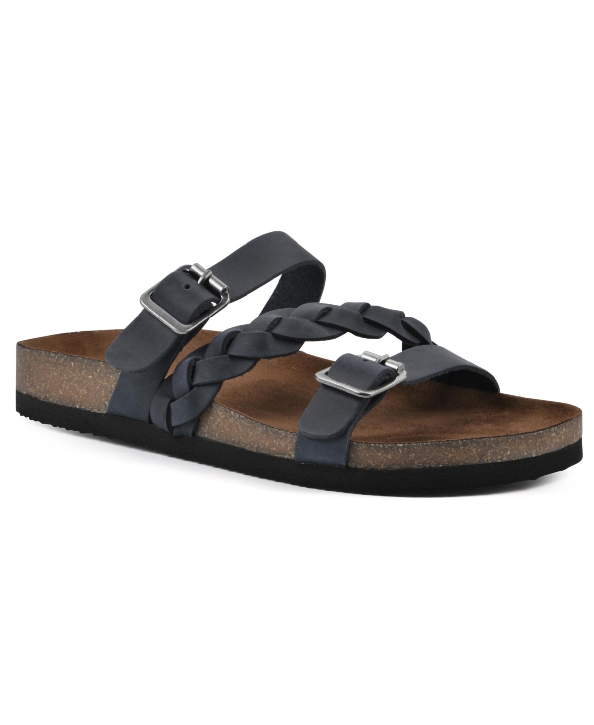 White Mountain Huntington Footbed Sandals In Navy Leather
