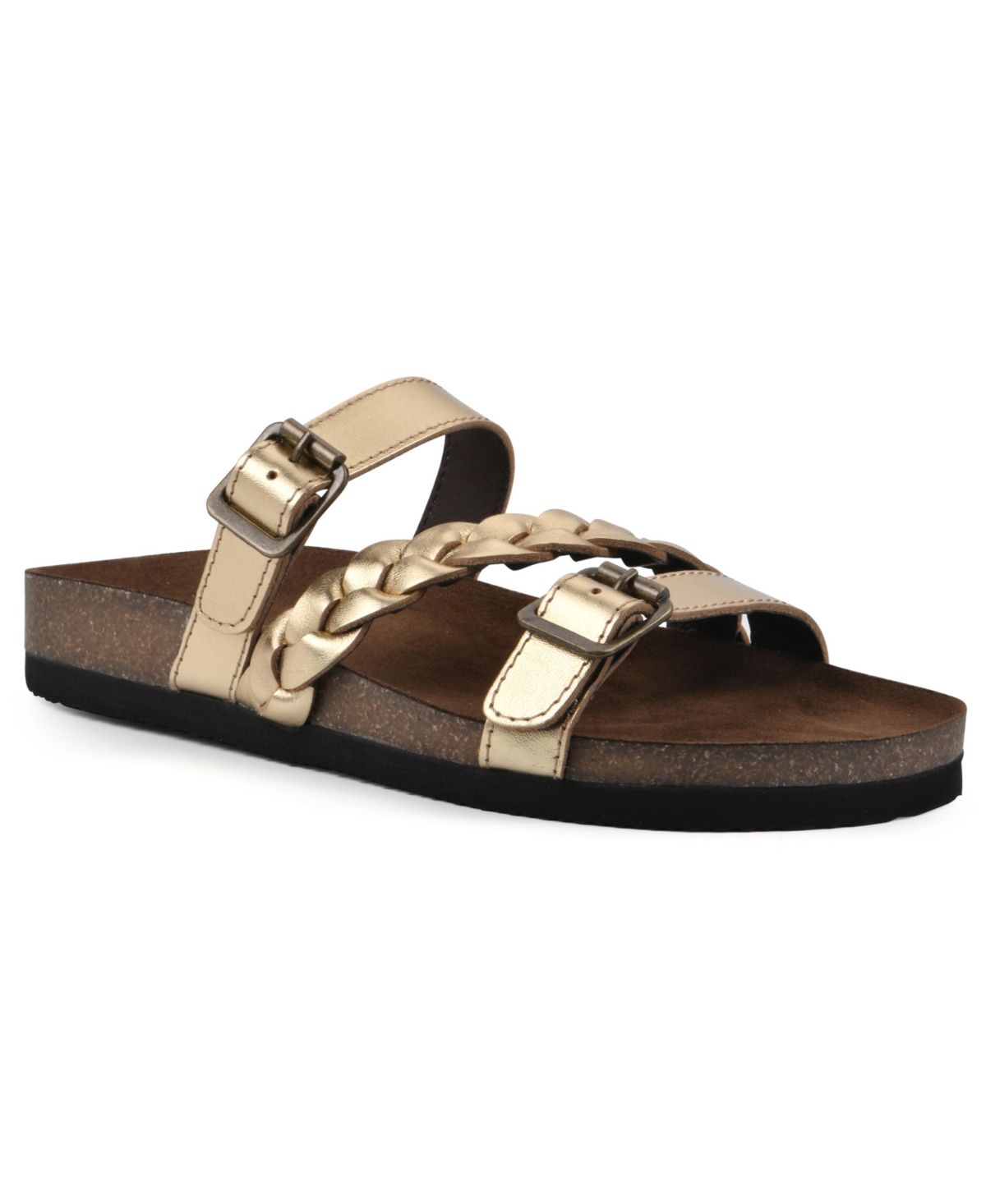 White Mountain Huntington Footbed Sandals In Antique Gold Leather