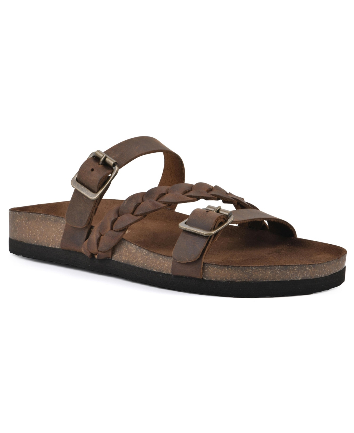 White Mountain Huntington Footbed Sandals In Brown Leather