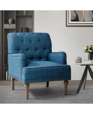 Mcgavock Traditional Wooden Upholstered Accent Chair with Tufted Back