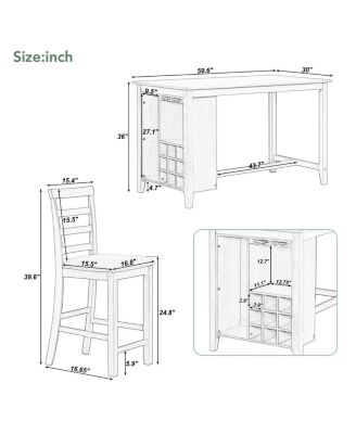 Streamdale Rubberwood Dining Set with Padded Chairs