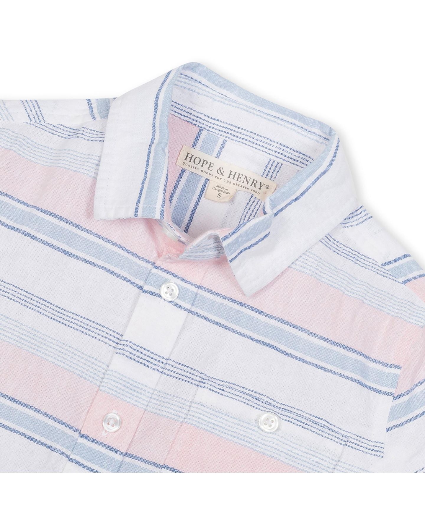 Рубашка Hope & Henry Linen Short Sleeve Button Down Shirt для мальчиков-малышей, цвет: Полосатый — фото 2