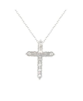 Suzy Levian Sterling Silver Cubic Zirconia Mini Cross Pendant Necklace